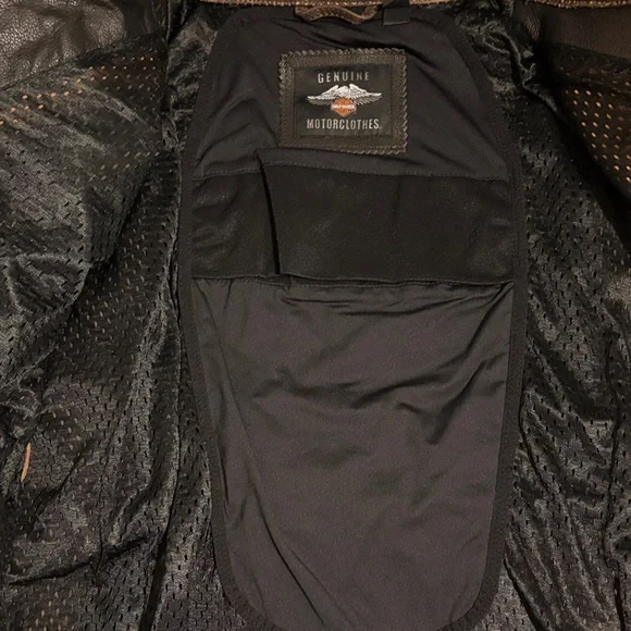 Harley-Davidson Black and Brown Two-Tone Leather Bomber Jacket - Picture 3 of 5